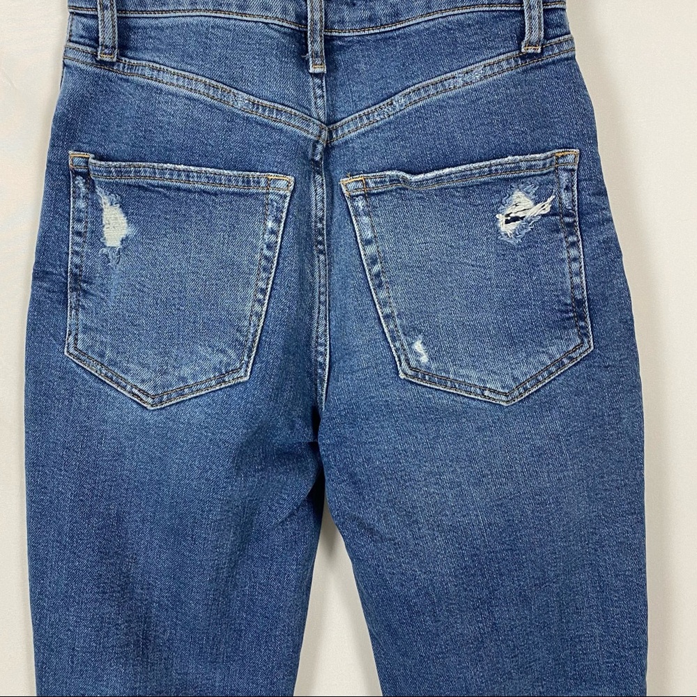 Free People High Waisted Slim Straight Leg Distressed Denim Jeans - Picture 9 of 12